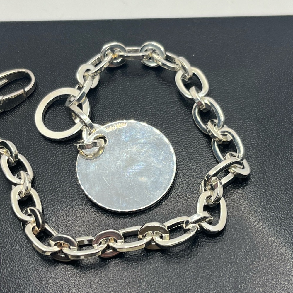 Gucci Bracelet Sterling Silver round dangle w box & pouch - Picture 10 of 16